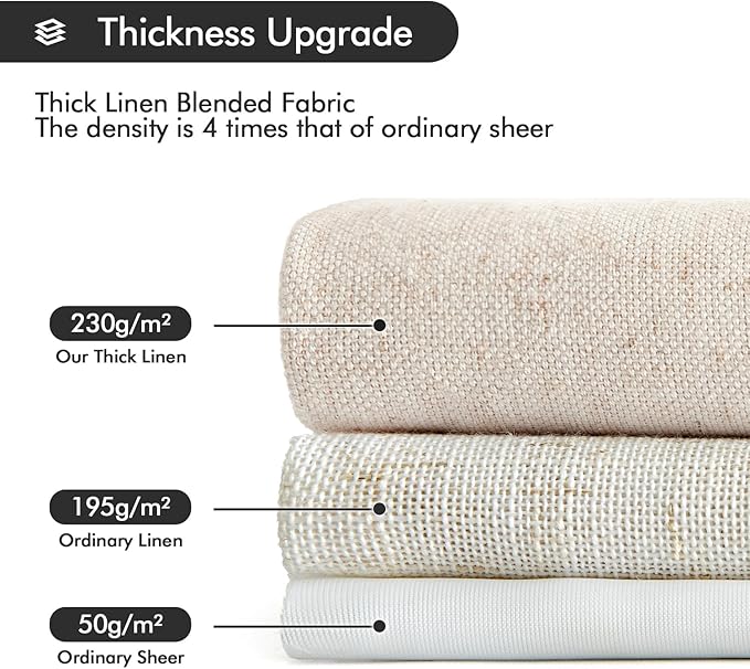 MIULEE Non-See-Through Privacy Linen Curtains 2 Panels, Light Filtering Window Curtains Farn House Textured Back Tab Semi Sheer Drapes for Bedroom Living Room, 52 x 72 Inches Long, Cream