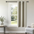 ChrisDowa Grommet Blackout Curtains for Bedroom - Thermal Insulated Room Darkening Curtains for Living Room (1 Panel Set, Beige,42W x 63L)