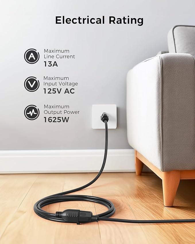 [ETL Listed] Cable Matters 16 AWG Heavy Duty 13A Long Power Extension Cord - 50ft, 3 Prong Power Cord Extension, NEMA 5-15P to NEMA 5-15R, Black