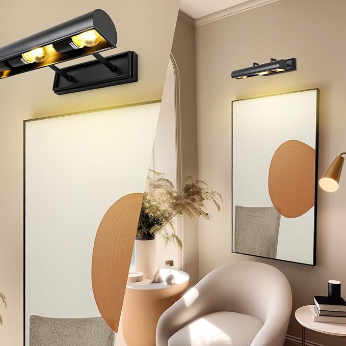 24in Modern Bronze Picture Lights for Wall, 4-Light Black Picture Light, Indoor Artwork Lighting, Accent Light for Living Room, Bookcase, Library Display (Includes Bulbs)