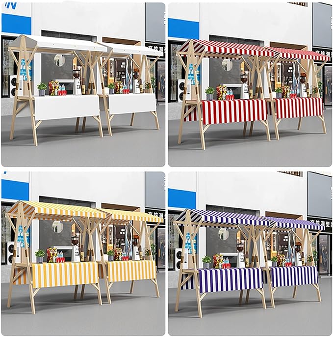 Outdoor Vendor Cart, Wooden Lightweight Farmers Market Stalls/Concession Stand Booths, Foldable Vendor's Stall, Portable Food Display Stand for Market(Purple,150 * 60 * 200cm)
