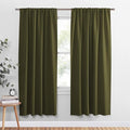 PONY DANCE Rod Pocket Curtains - Blackout Window Curtain Draperies Rod Pocket Thermal Insulated Energy Saving Christmas Home Decor for Dining Room, 52 Wide x 72-inch Long, Olive, 2 Pieces