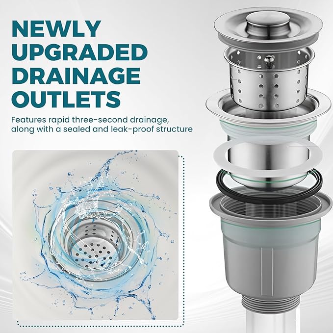 Commercial Mop Sink 304 Stainless Steel Floor Sink with Deep Basin, Anti-Splash Design & Quick Drainage Heavy-Duty Mop Service Basin for Kitchen, Laundry, Garage, Restaurant 18''
