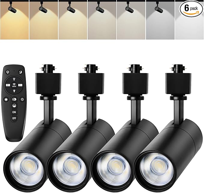 Black 20W Track Lighting Heads,2700K-6500K Stepless Dimming H Type LED Track Light Heads Dimmable Rail Ceiling Spotlight Fixtures Accent,CRI90+ 24° 1800LM,4 Pack