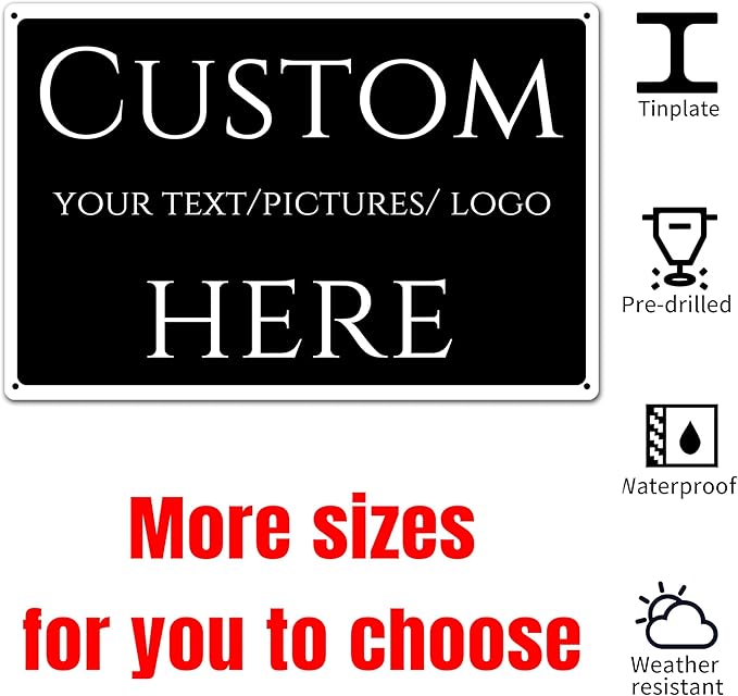 Custom Sign,Aluminum Weatherproof Metal Sign Multiple Sizes, double-sided，Customize for Office, Business, Workplace, office, Home, Delivery Signs，UV printing(10 * 7Inch)