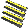 VEVOR Cable Protector Ramp, 4 Packs 2 Channels Rubber Modular Speed Bumps Rated 11000 LBS Load Capacity, Protective Wire Cord Ramp Driveway Rubber Traffic Speed Bumps Hump Cable Protector