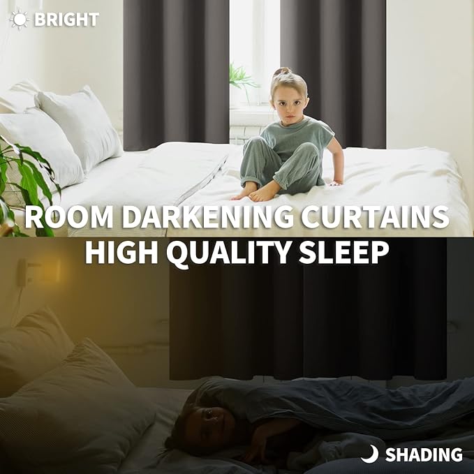 BGment Blackout Curtains for Bedroom - Grommet Thermal Insulated Room Darkening Curtains for Living Room, Set of 2 Panels (42 x 84 Inch, Grey)