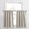 PONY DANCE Cream Draperies & Curtains - Room Darkening Rod Pocket Top Thermal Insulated Noise Reducing Short Curtain Panels for Kitchen Bedroom, 42 Wide x 36 Inches Long, Cream, 2 PCs