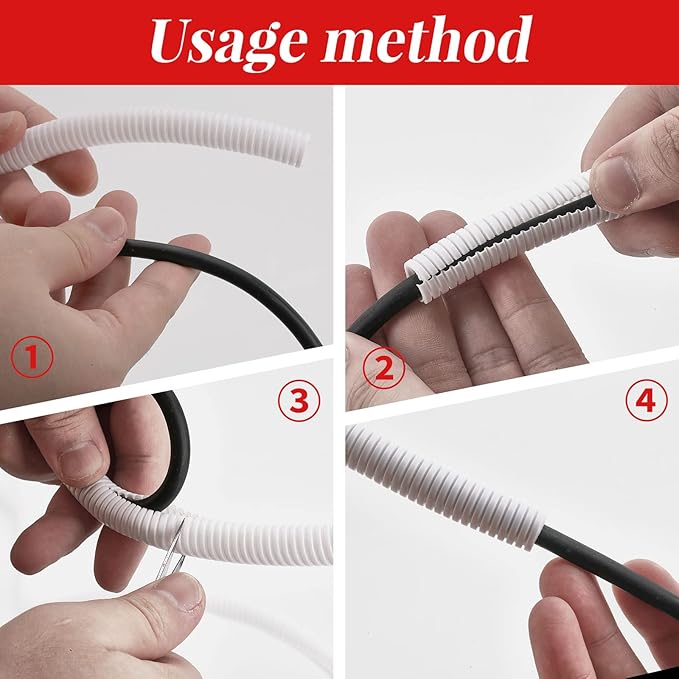Cord Protectors from Pets, 30FT Electric Wires Covers Cord Covers for Pets Cord Management Protect Wires from Chewing Through Safe Around Rabbits, Cats，Dogs-Outside Diameter 15.8mm