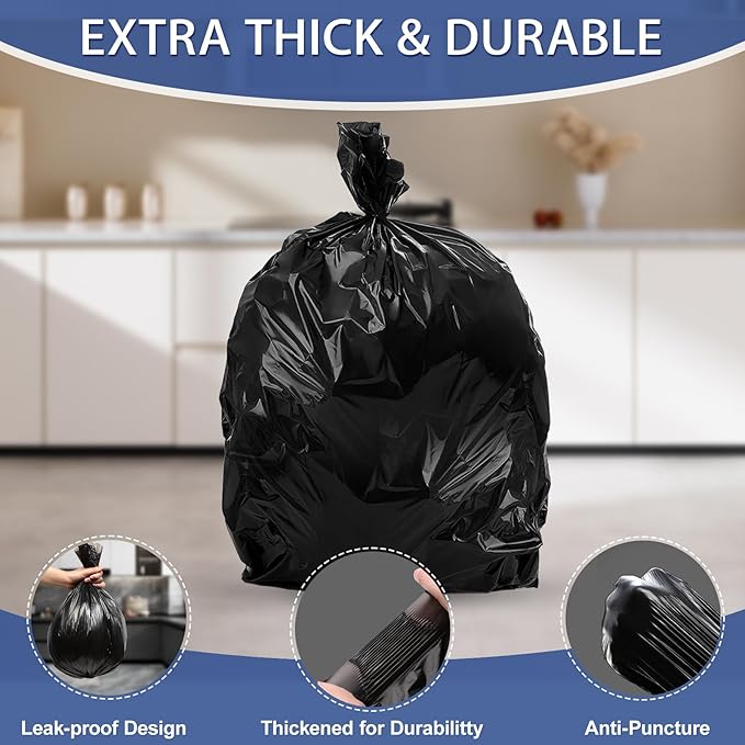 Small Trash Bags 4 Gallon - 0.94 Mil Thick 220 Count Heany Duty 15 Liters Black Garbage Bags,Leakproof Durable and Unscented Weastbasket Can Liners for Bathroom Bedroom Home