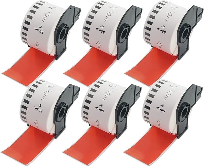 BETCKEY - Continuous Labels Replacement for Brother DK-2223 (1.9 in x 100 ft), Compatible with Brother QL Label Printers [6 Rolls/Continuous Labels, Red]