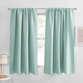 PONY DANCE Aqua Blue Window Curtains 45 inch Length, Thermal Insulated Blackout Kitchen Curtains for Small Window, Short Black Out Drapes for Cafe Bedroom(2 Panels Set, Aqua, 42 inches Wide)