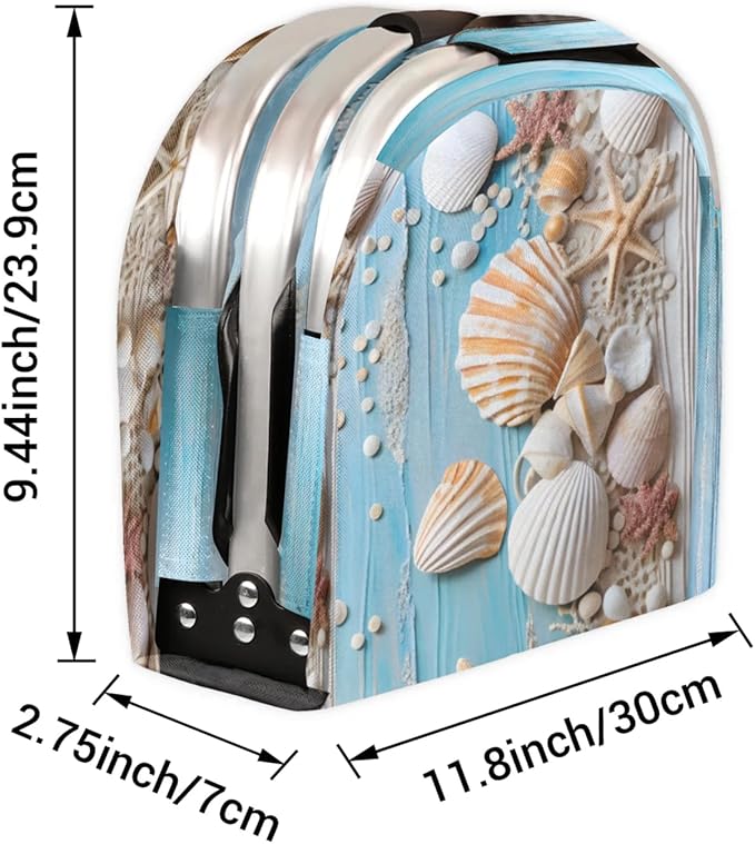 Collapsible Picnic Basket with Handle, Shopping Basket Aluminum Frame, Grocery Basket Tote for Women, Farmers Market Basket, Harvest Baskets Camping Travel Portable Beach Bag (Sea Shells Starfish)