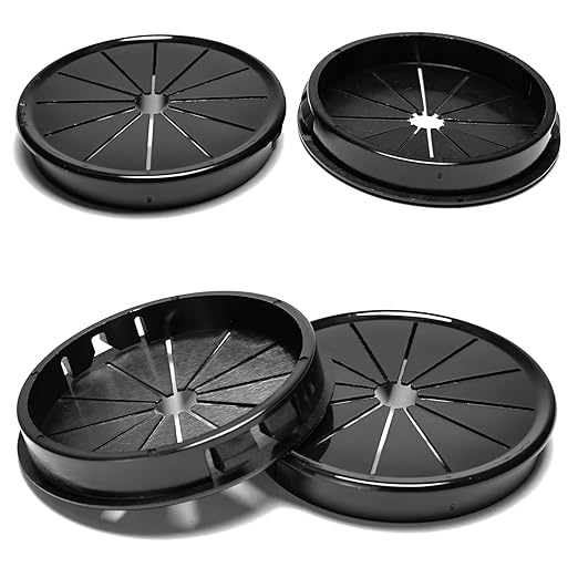 4 Pcs Cable Grommet, Snap Bushing 2-9/16" (65 mm) Mounting Diameter, Flexible Petal-Shaped Buckle Round Nylon Desk Grommet for Wires Through Countertop Cord Organizer and Protection, Black