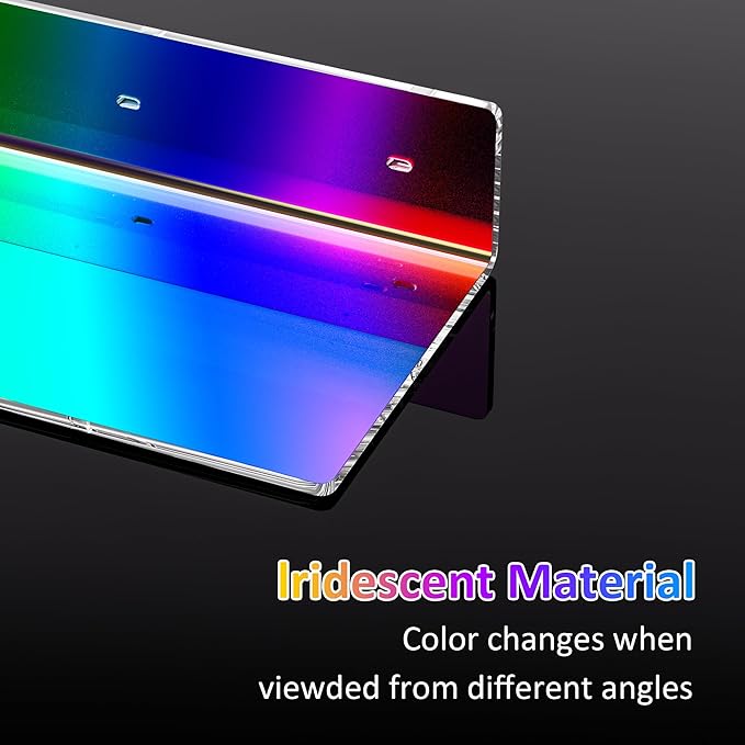 6 Inches Iridescent Acrylic Wall Shelves Set of 2, Wall Mounted Storage Display Shelves for Bedroom, Gaming Room, Living Room, Bathroom, Dining Room, Office, 2 Pack