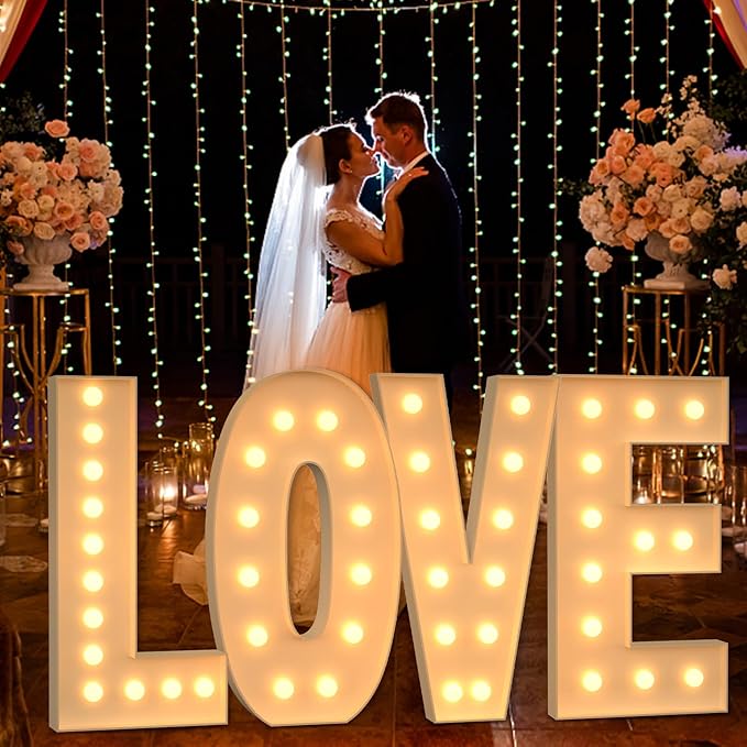Marquee Letters 4 Feet Tall, 4FT Large Light up Letters F, Big Sign F with Warm White Light for Birthday Wedding Proposal Engagement Graduation Party Backdrop Decorations