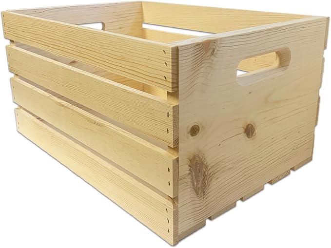 Wilson Large Wooden Pine Crate for Storage and Decoration at Home, Office, Kitchen, Bedroom, and Retail (12.5"x9.625"x17.875") (Set of 3)