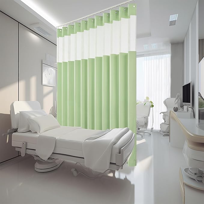 Cniuyhi Inherent Flame Retardant Hospital Curtains, Cubicle Medical Grommet Curtains for Room Divider, School Nursery, Hospital(1 Panel, Green, 12x8ft)