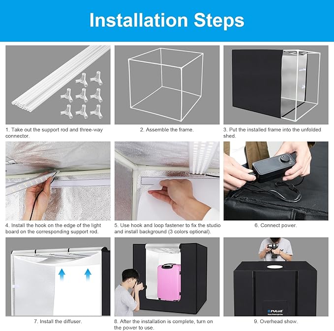 PULUZ Studio Light Box Photography, 31x31 inch Large Photo Light Box with 234 LED Beads, CRI >95, Professional Portable Photo Booth Shooting Tent Kit with 4 Color PVC Backdrops for Product Photography