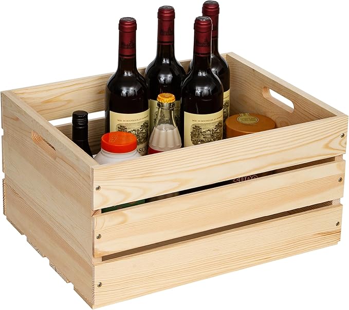 Extra Large Pine Wood Crates For Storage, Vinyl Records Storage Crates,The Storage Crates Are Made Of Pure Natural Solid Wood,Exuding Natural Pine Flavor,Unfinished Wooden Crates For Display . (3)