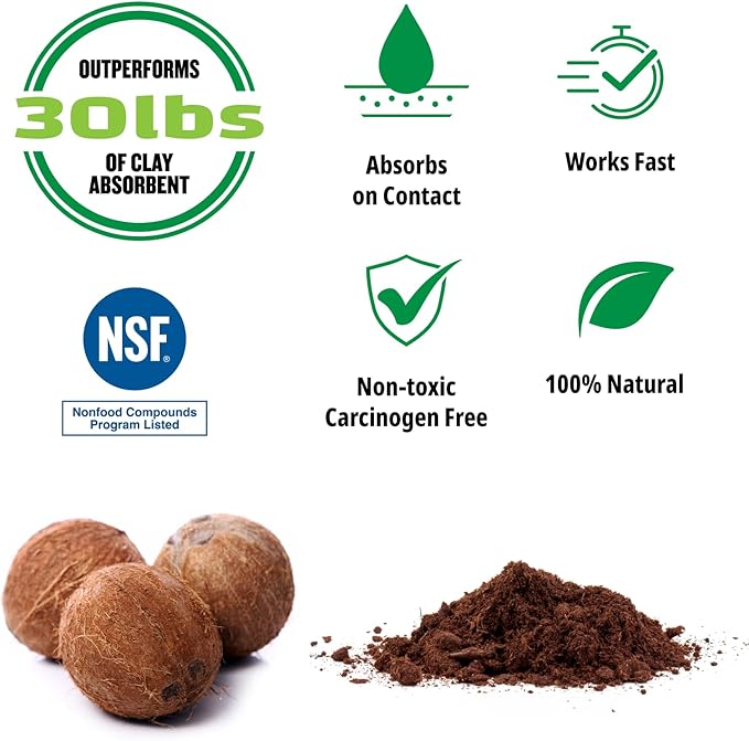 FlashDry Super Spill Absorbent, 5L Bucket with Dispenser Lid, 100% Organic Coco Coir, Landfill Safe, OSHA Approved, Ideal for Absorbing Oil, Paint, Grease in Garages, Kitchens, Janitor Kits
