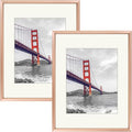 Frametory, 11x14 Metal Picture Frame with Mat for 8x10 Picture & Real Glass, Aluminum Photo Frame Collection (Rose Gold, 2 Pack)