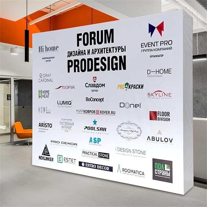 Customize Fabric Display Stand Trade Show Backdrop Aluminum Portable Pop Up Display Banner Backdrop with Collapsible Frame and Banner Set 12.5×7.5 FT