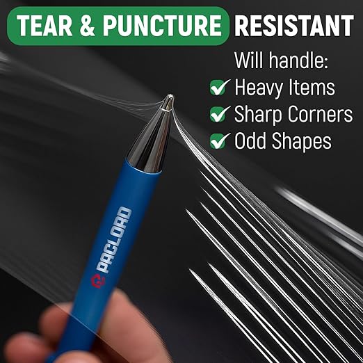 5" x 1000' Industrial Strength Mini Stretch Wrap with Extended Core Handles, Ready to Use Pack of 4 Clear Stretch Film Rolls, 80 Gauge, 500% Elongation - Shrink Wrap for Moving, Packing