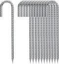 Ground Stakes 12 Inch, Yard Camping Stakes J Shaped 20 Pack Rebar Heavy Duty for Garden Dog Fence Inflatable Camping Chicken Coop Accessories