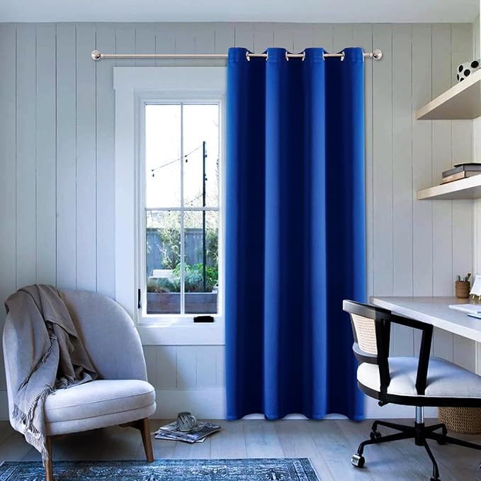 ChrisDowa Blackout Curtains 120 Inches Long for Living Room, Grommet Thermal Insulated Room Darkening Curtains for Bedroom (1 Panel Set, Royal Blue, 52W x 120L)
