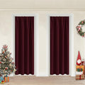 JIUZHEN Christmas 80 Inch Length Door Curtains for Doorway Privacy Insulated Blackout Curtains with Tiebacks Rod Pocket Room Divider Curtain Cover for Closet Door, Set of 2, 42 x 80 Inch, Burgundy