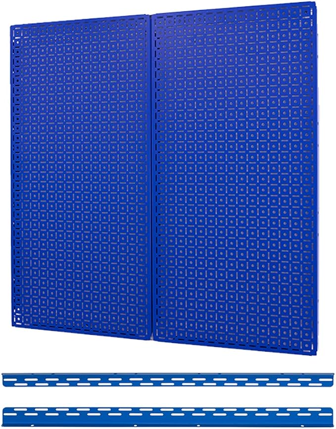 OmniWall Pegboard 2- Panel Side-By-Side Set 32-Inch Tall x 32-Inch Wide Metal Pegboard For Garage & Home Storage Blue