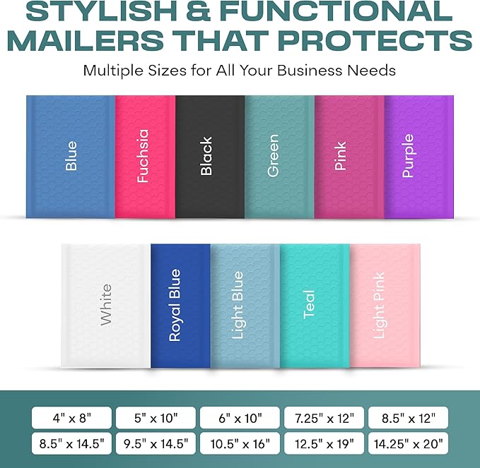 Green 12.5x19.5 Inch Large Poly Bubble Mailers #6 | Padded Envelopes with Self Seal | Air Lined Cushioned Bubble Mailer | Usable Size 12.5x15 | 100 Pack Bulk | Lightweight shipping Bags