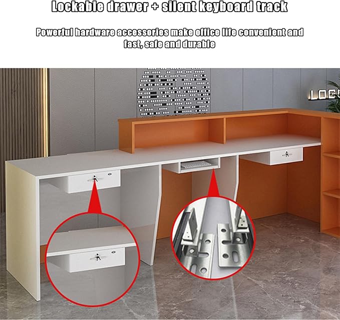 Reception Counter Desk, Front Counter Desk with Lockable Drawers, Modern Retail Counter,Home Office Desk Wooden Computer Desk Reception Table,for Checkout Office/Beauty Salon/Lobby