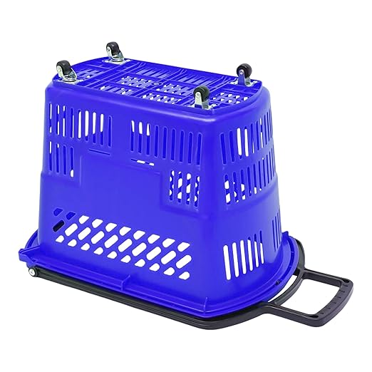 Rolling Shopping Baskets, 6PCS Shopping Carts 35L/9.2gal Plastic Rolling Shopping Basket with Wheels and Handle for Carrying and Storing Clothing Groceries (Blue)