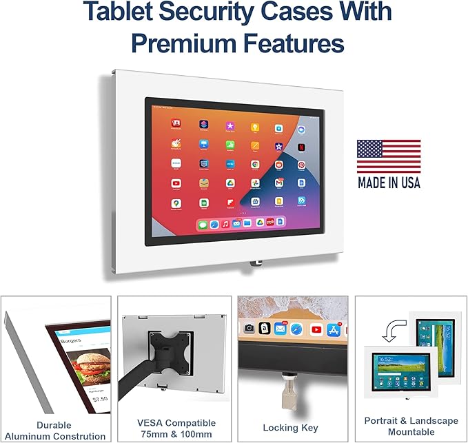 TABcare Locking Security Metal Case for Apple iPad Pro 12.9" 3rd 4th 5th 6th gen. for Kiosk, POS, Store, Show Display (Black, iPad Pro 12.9 3/4/5/6)