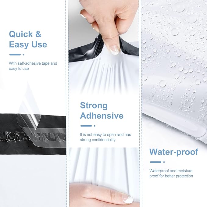 Metronic Poly Mailers 10x13 1000Pcs, Small Shipping Bags for Clothing, Waterproof Mailers Poly Bags for Small Business, Shipping Envelopes Mailing Bags for Business, White