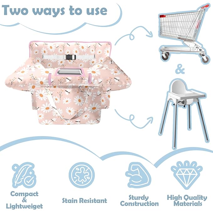 Shopping Cart Cover for Baby Girl Boy 2-in-1 High Chair Water Resistant High Chair Cover Blue Sailboat Gender Neutral Cart Cover for Babies Padded Grocery Cart Cover for Baby
