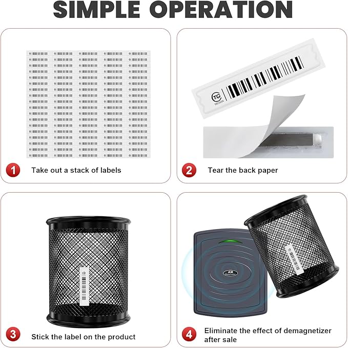 108 Pieces of 58 kHz Acousto-Magnetic (AM) Security Tag Labels, Compatible with 58 kHz EAS Systems. Features Simulated Barcodes