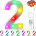 mooncow Rechargeable Light Up Letters,Colorful Marquee Letters with Remote,Gift Wrap Gifts,Bedroom Home Bar Party Decor (2)