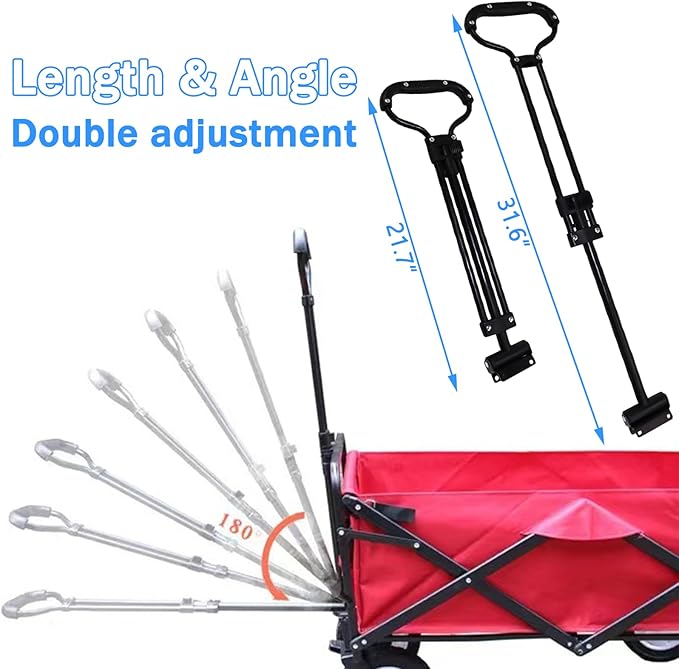 Garden Wagon Pull Handle, Camper Carts Grip for Outdoor Camping Trolley Replacement, Scalable, 1 Pcs