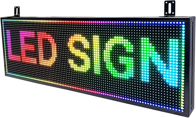 P10 Scrolling Led Sign Programmable Display Digital Sign Outdoor Message Board Led Open Signs For Business Custom Banner Word Light Advertising Wifi Control High Brightness Neon 39"X14"