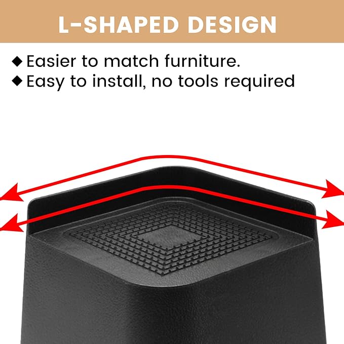 Bed Risers 2 inch, 3 inch, 4 inch, 6 inch or 8 inch Heavy Duty Furniture Risers, Up to 6000 Lbs L Shaped Design Bed Lifts Blocks for Couch Desk Sofa Table (Dark Brown 4 Pack, 5 Inch)