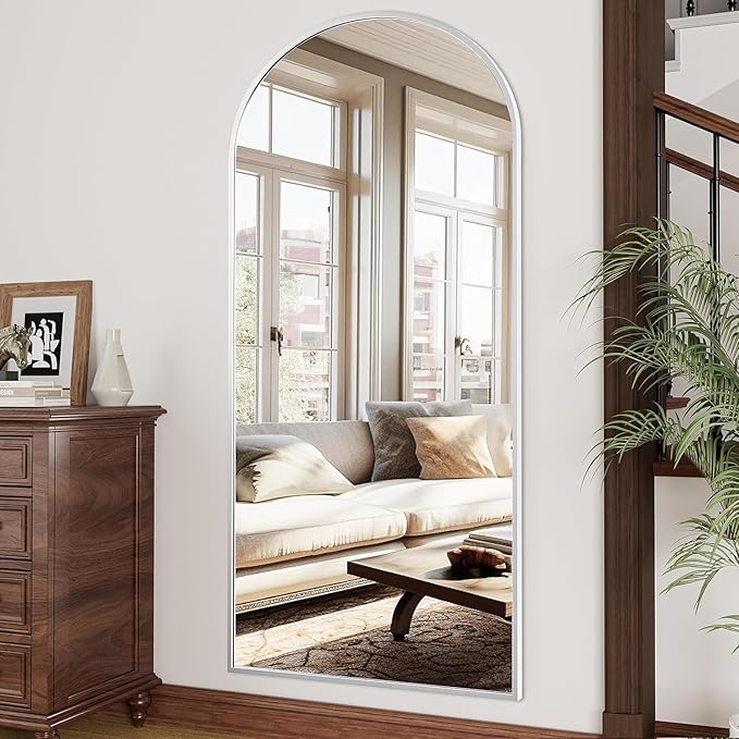 Large 71"x30" Arched Full Length Mirror White Floor &Standing for Bedroom &Living Room & Wall Mounted Mirror Full Body Mirrors Hanging or Leaning.