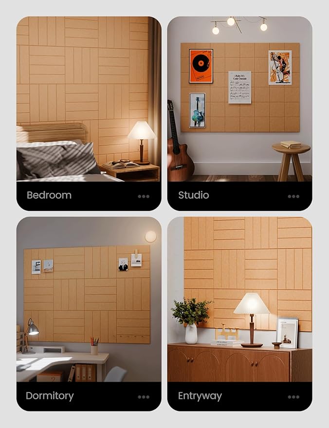 Large Felt Bulletin Board 48" x 36" Cork Board Alternative-12 Pack with 70 Safe Removable Adhesive Tabs, Cork Boards for Walls for Home Office Classroom Pin Board-Mustard Yellow
