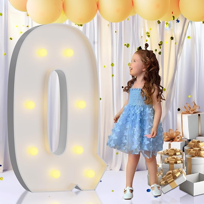 imprsv 3FT Marquee Letters, Mosaic Light Up Letters for Birthday Baby Shower Wedding Engagement Party Backdrop Decor, Large Marquee Q for Party Decorations