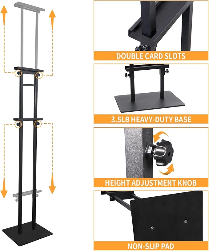 Poster Stand Heavy Duty - 2 Pack Pedestal Poster Stands for Display, Adjustable Height up to 80 Inch, Double Sided Black Floor Standing Sign Holder for Foam Board Signage