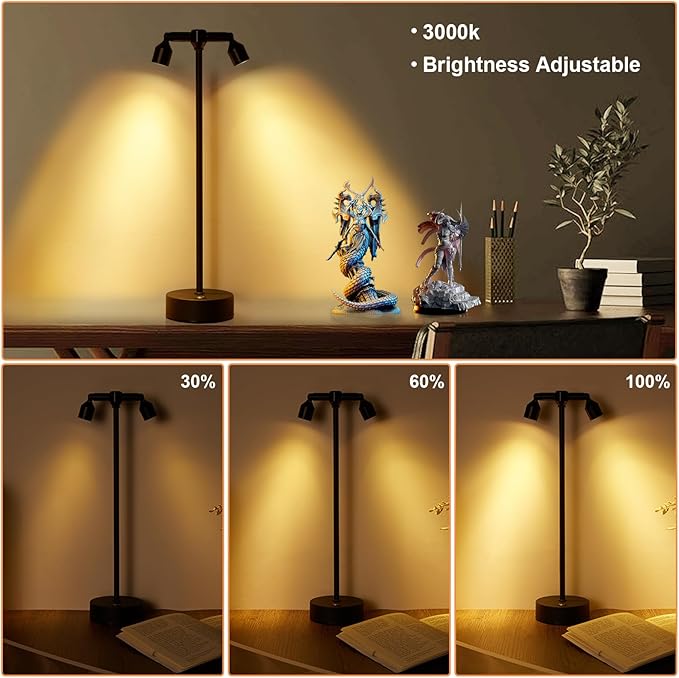 IMAGE Rechargeable Cordless Spotlight, Table Spotlight Accent Lighting for Plants Pictures Artwork Jewelry Showcase Model Display Shelves Cabinet Table Lamp for Home Restaurant Dinner Bar Warm White