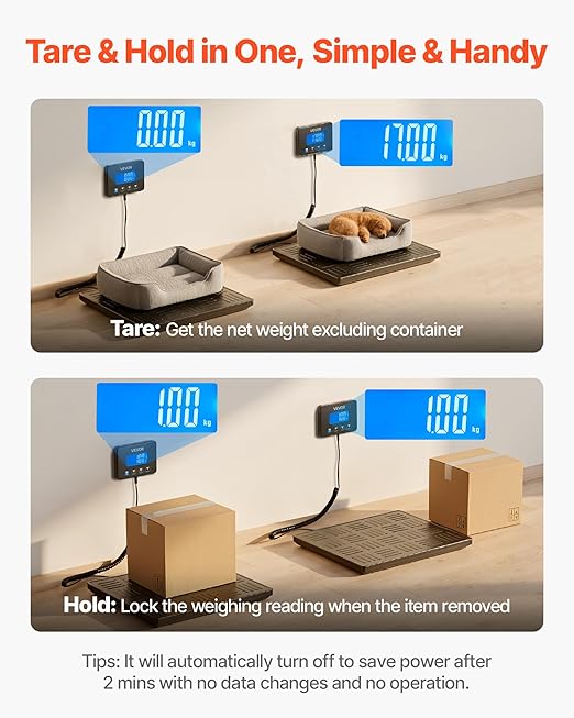 VEVOR Digital Postal Scale, 0.7 oz/3.5 oz Dual Accuracy, 660 lbs Commercial Weight Scale with Hold/Tare Function & LCD Display, Fit for Packages, Postage, Luggage, Battery & Charging Cable Included