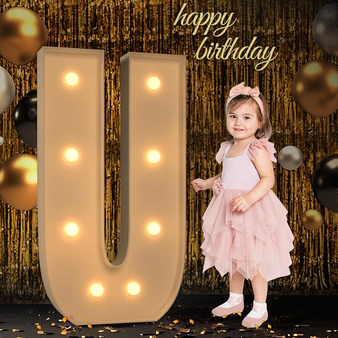Marquee Letters 3 Feet Tall, 3FT Large Light up Letters U, Big Sign U with Warm White Light for Birthday Wedding Proposal Engagement Graduation Party Backdrop Decorations